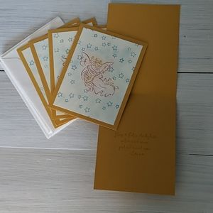 Set of 5 handmade Christmas cards and envelopes